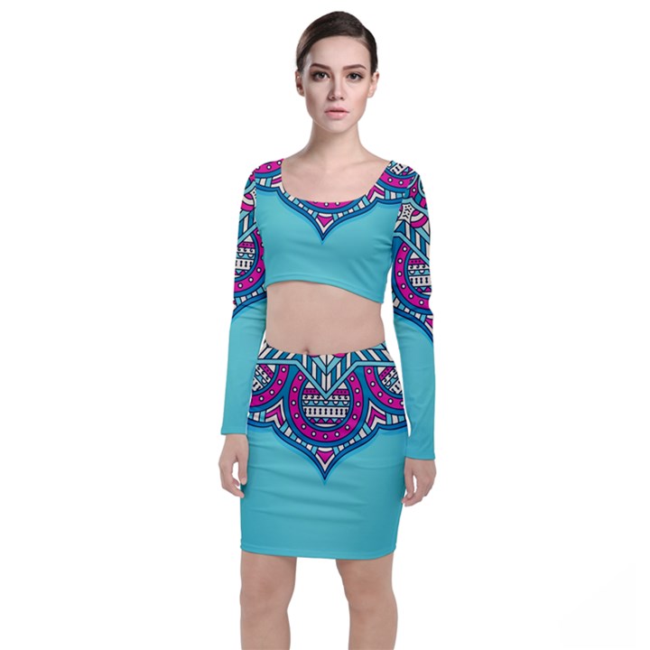 Mandala blue Top and Skirt Sets