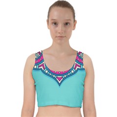 Mandala Blue Velvet Racer Back Crop Top by goljakoff