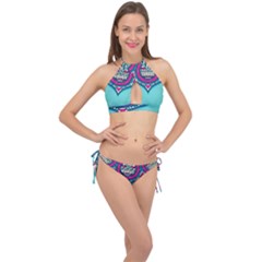 Mandala Blue Cross Front Halter Bikini Set by goljakoff