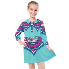 Mandala Blue Kids  Quarter Sleeve Shirt Dress