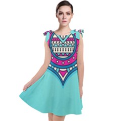 Mandala Blue Tie Up Tunic Dress