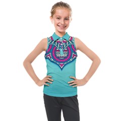 Mandala Blue Kids  Sleeveless Polo T-shirt