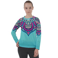 Mandala Blue Women s Long Sleeve Raglan T-shirt