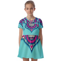 Mandala Blue Kids  Short Sleeve Pinafore Style Dress
