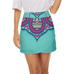 Mandala Blue Mini Front Wrap Skirt