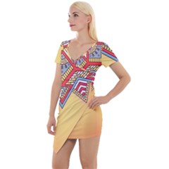 Mandala Sun Short Sleeve Asymmetric Mini Dress