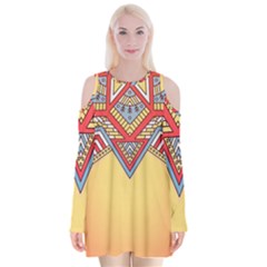 Mandala Sun Velvet Long Sleeve Shoulder Cutout Dress