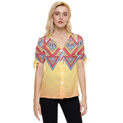 Mandala Sun Bow Sleeve Button Up Top by goljakoff