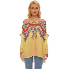 Mandala Sun Off Shoulder Chiffon Pocket Shirt by goljakoff