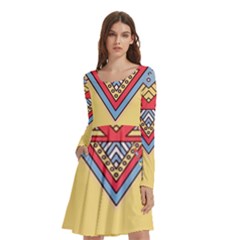 Mandala Sun Long Sleeve Knee Length Skater Dress With Pockets