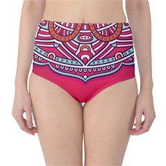 Mandala Red Classic High-waist Bikini Bottoms by goljakoff