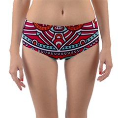 Mandala Red Reversible Mid-waist Bikini Bottoms