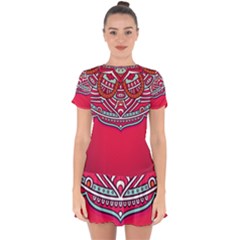 Mandala Red Drop Hem Mini Chiffon Dress