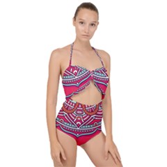 Mandala Red Scallop Top Cut Out Swimsuit