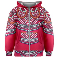 Mandala Red Kids  Zipper Hoodie Without Drawstring