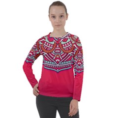 Mandala Red Women s Long Sleeve Raglan T-shirt