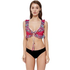 Mandala Red Low Cut Ruffle Edge Bikini Top