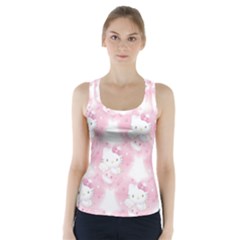 Hello Kitty Pattern, Hello Kitty, Child, White, Cat, Pink, Animal Racer Back Sports Top by nateshop