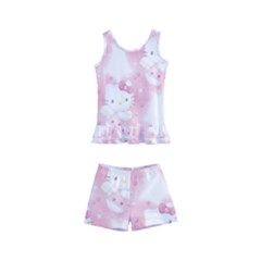 Hello Kitty Pattern, Hello Kitty, Child, White, Cat, Pink, Animal Kids  Boyleg Swimsuit by nateshop