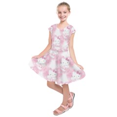 Hello Kitty Pattern, Hello Kitty, Child, White, Cat, Pink, Animal Kids  Short Sleeve Dress by nateshop