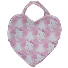 Hello Kitty Pattern, Hello Kitty, Child, White, Cat, Pink, Animal Giant Heart Shaped Tote by nateshop