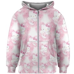 Hello Kitty Pattern, Hello Kitty, Child, White, Cat, Pink, Animal Kids  Zipper Hoodie Without Drawstring