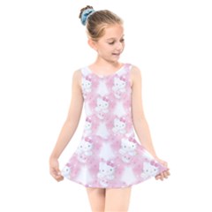 Hello Kitty Pattern, Hello Kitty, Child, White, Cat, Pink, Animal Kids  Skater Dress Swimsuit