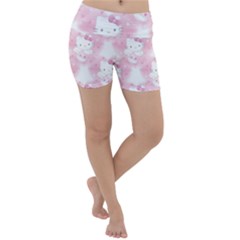 Hello Kitty Pattern, Hello Kitty, Child, White, Cat, Pink, Animal Lightweight Velour Yoga Shorts