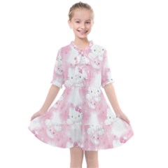 Hello Kitty Pattern, Hello Kitty, Child, White, Cat, Pink, Animal Kids  All Frills Chiffon Dress