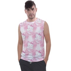 Hello Kitty Pattern, Hello Kitty, Child, White, Cat, Pink, Animal Men s Regular Tank Top