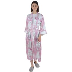 Hello Kitty Pattern, Hello Kitty, Child, White, Cat, Pink, Animal Maxi Satin Kimono by nateshop