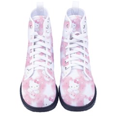 Hello Kitty Pattern, Hello Kitty, Child, White, Cat, Pink, Animal Kid s High-top Canvas Sneakers by nateshop