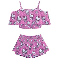 Hello Kitty Pattern, Hello Kitty, Child Kids  Off Shoulder Skirt Bikini