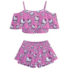 Hello Kitty Pattern, Hello Kitty, Child Kids  Off Shoulder Skirt Bikini by nateshop