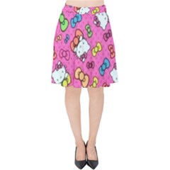 Hello Kitty, Cute, Pattern Velvet High Waist Skirt by nateshop