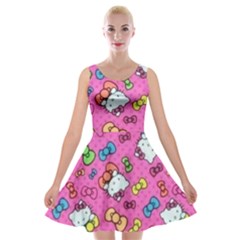 Hello Kitty, Cute, Pattern Velvet Skater Dress