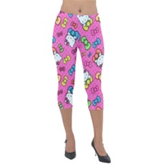 Hello Kitty, Cute, Pattern Lightweight Velour Capri Leggings  by nateshop