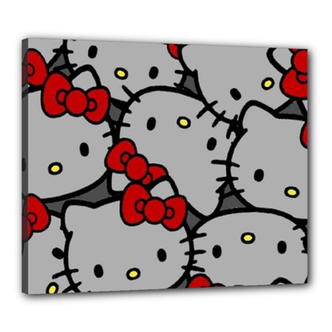 Hello Kitty, Pattern, Red Canvas 24  X 20  (stretched)