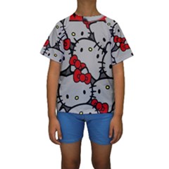 Hello Kitty, Pattern, Red Kids  Short Sleeve Swimwear by nateshop