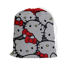 Hello Kitty, Pattern, Red Drawstring Pouch (2xl)