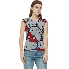 Hello Kitty, Pattern, Red Women s Raglan Cap Sleeve T-shirt by nateshop