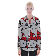 Hello Kitty, Pattern, Red Womens Long Sleeve Shirt