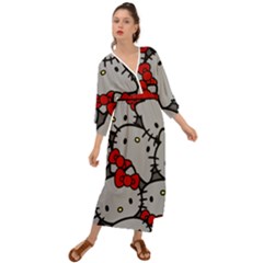 Hello Kitty, Pattern, Red Grecian Style  Maxi Dress