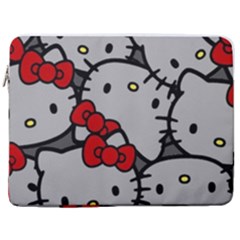 Hello Kitty, Pattern, Red 17  Vertical Laptop Sleeve Case With Pocket