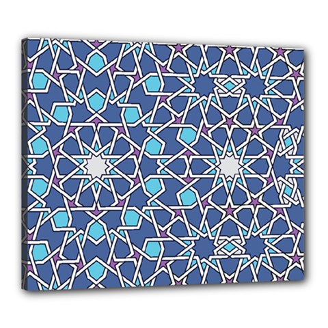 Islamic Ornament Texture, Texture With Stars, Blue Ornament Texture Canvas 24  X 20  (stretched)