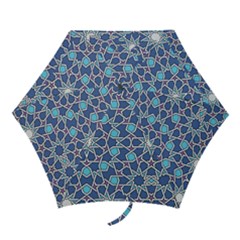Islamic Ornament Texture, Texture With Stars, Blue Ornament Texture Mini Folding Umbrellas