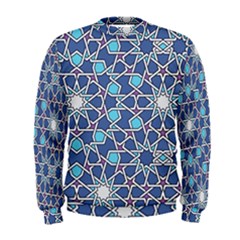 Islamic Ornament Texture, Texture With Stars, Blue Ornament Texture Men s Sweatshirt by nateshop