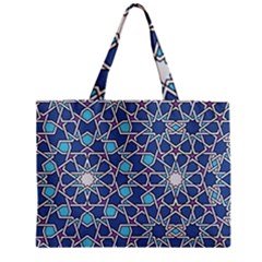 Islamic Ornament Texture, Texture With Stars, Blue Ornament Texture Zipper Mini Tote Bag by nateshop