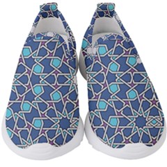 Islamic Ornament Texture, Texture With Stars, Blue Ornament Texture Kids  Slip On Sneakers by nateshop