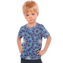 Islamic Ornament Texture, Texture With Stars, Blue Ornament Texture Kids  Sports T-shirt